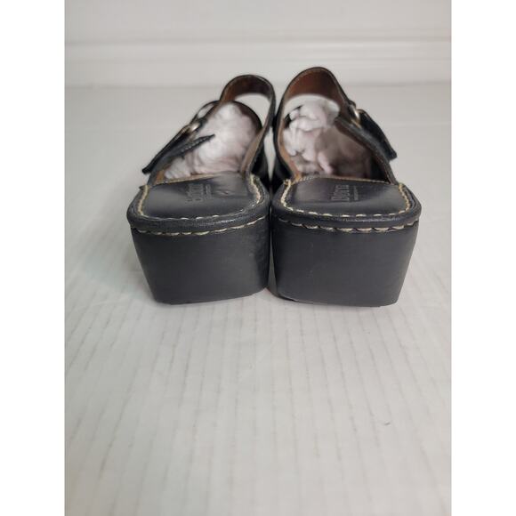 BORN Womens SZ 8 Chunky Platform Mules Black Leather Slip On Clog Shoes - Picture 8 of 10